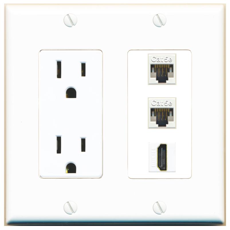 2 CAT5E 1 HDMI Wall Plate [White]