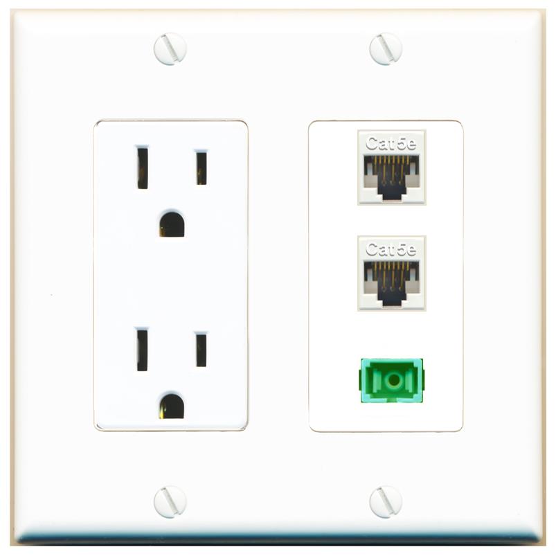 2 CAT5E 1 SC-APC-SX Wall Plate [White]