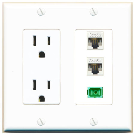2 CAT5E 1 SC-APC-SX Wall Plate [White]