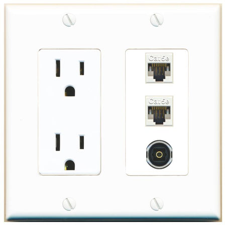 2 CAT5E 1 TOSLINK Wall Plate [White]