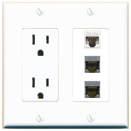 1 CAT5E 1 CAT6-SHIELDED 1 CAT6A Wall Plate [White]