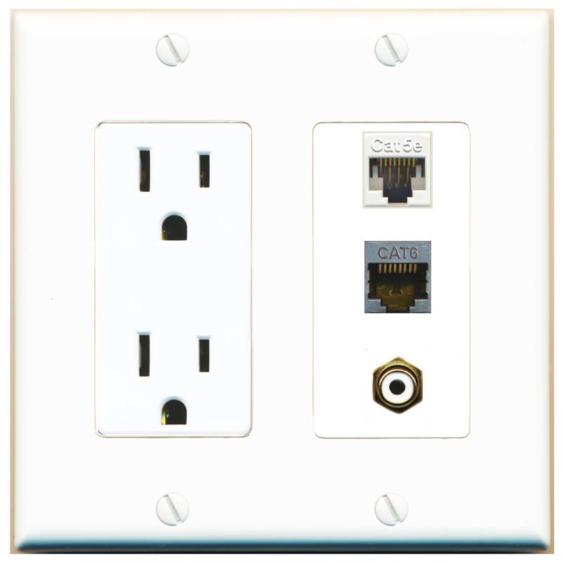 1 CAT5E 1 CAT6-SHIELDED 1 RCA-WHITE Wall Plate [White]