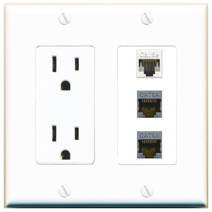 1 CAT5E 2 CAT6A Wall Plate [White]