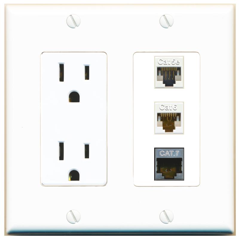 1 CAT5E 1 CAT6 1 CAT7 Wall Plate [White]