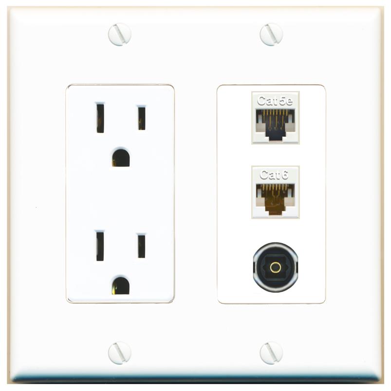 1 CAT5E 1 CAT6 1 TOSLINK Wall Plate [White]