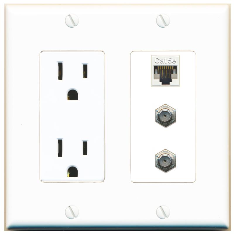1 CAT5E 2 COAX Wall Plate [White]