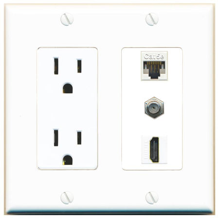 1 CAT5E 1 COAX 1 HDMI Wall Plate [White]