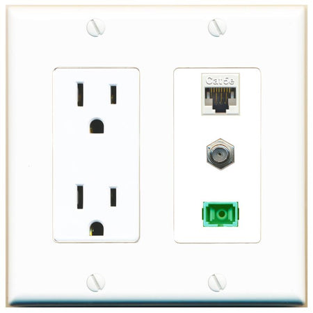 1 CAT5E 1 COAX 1 SC-APC-SX Wall Plate [White]
