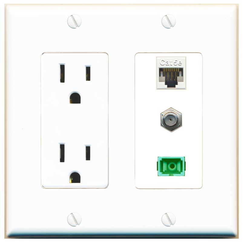 1 CAT5E 1 COAX 1 SC-APC-SX Wall Plate [White]