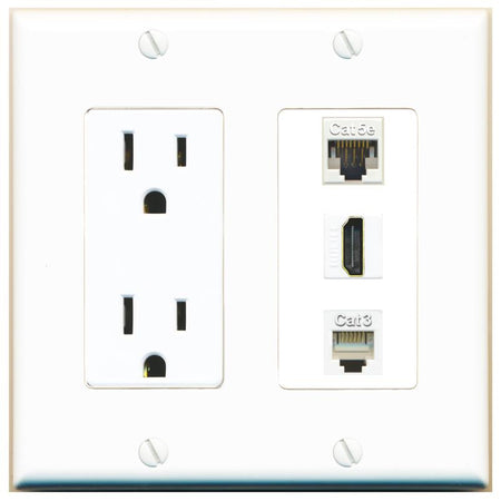 1 CAT5E 1 HDMI 1 PHONE Wall Plate [White]