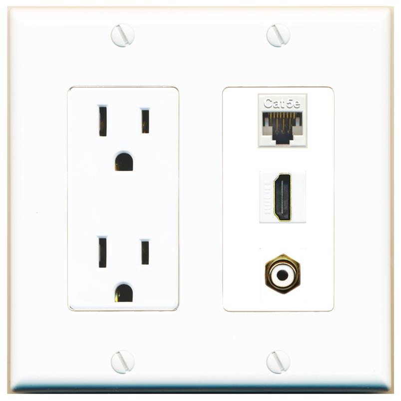 1 CAT5E 1 HDMI 1 RCA-WHITE Wall Plate [White]