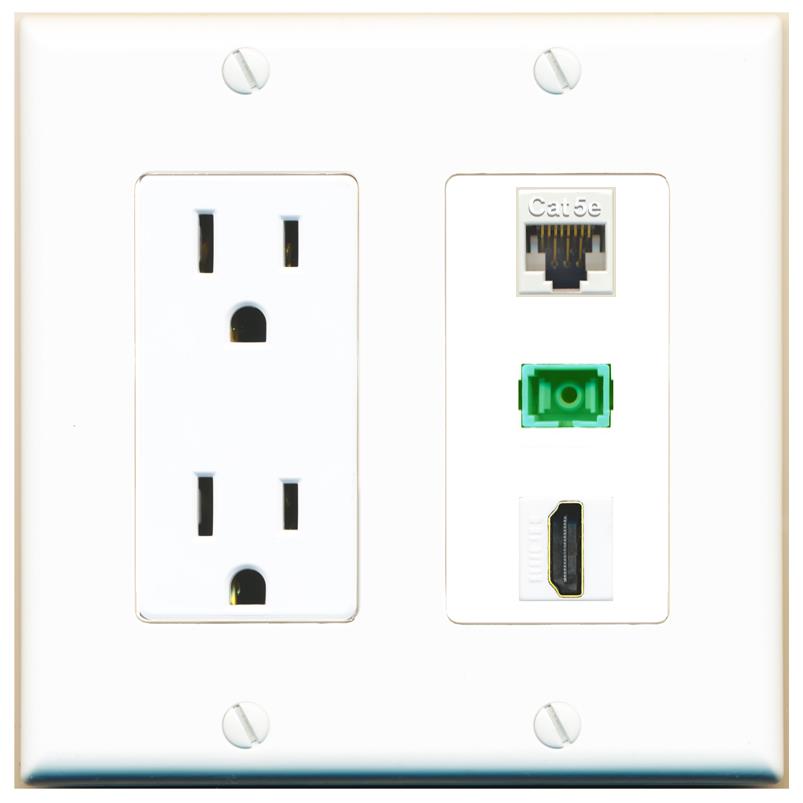1 CAT5E 1 HDMI 1 SC-APC-SX Wall Plate [White]