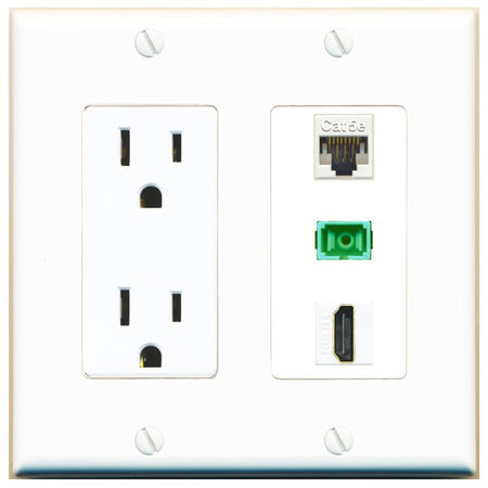 1 CAT5E 1 HDMI 1 SC-APC-SX Wall Plate [White]