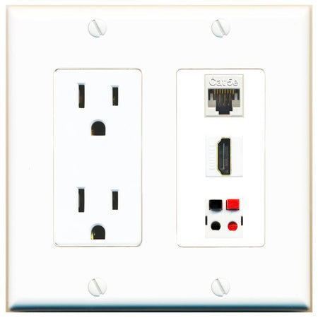 1 CAT5E 1 HDMI 1 SPEAKER Wall Plate [White]