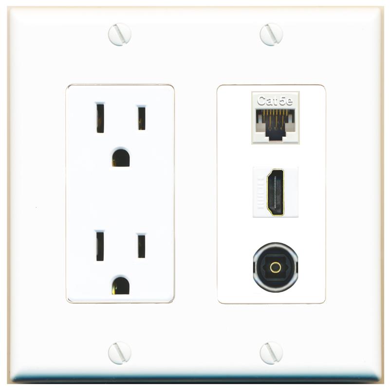 1 CAT5E 1 HDMI 1 TOSLINK Wall Plate [White]