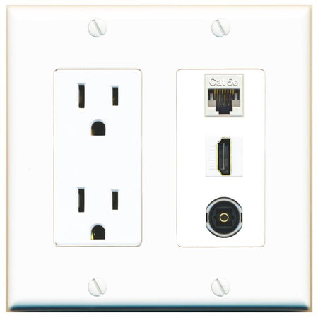 1 CAT5E 1 HDMI 1 TOSLINK Wall Plate [White]