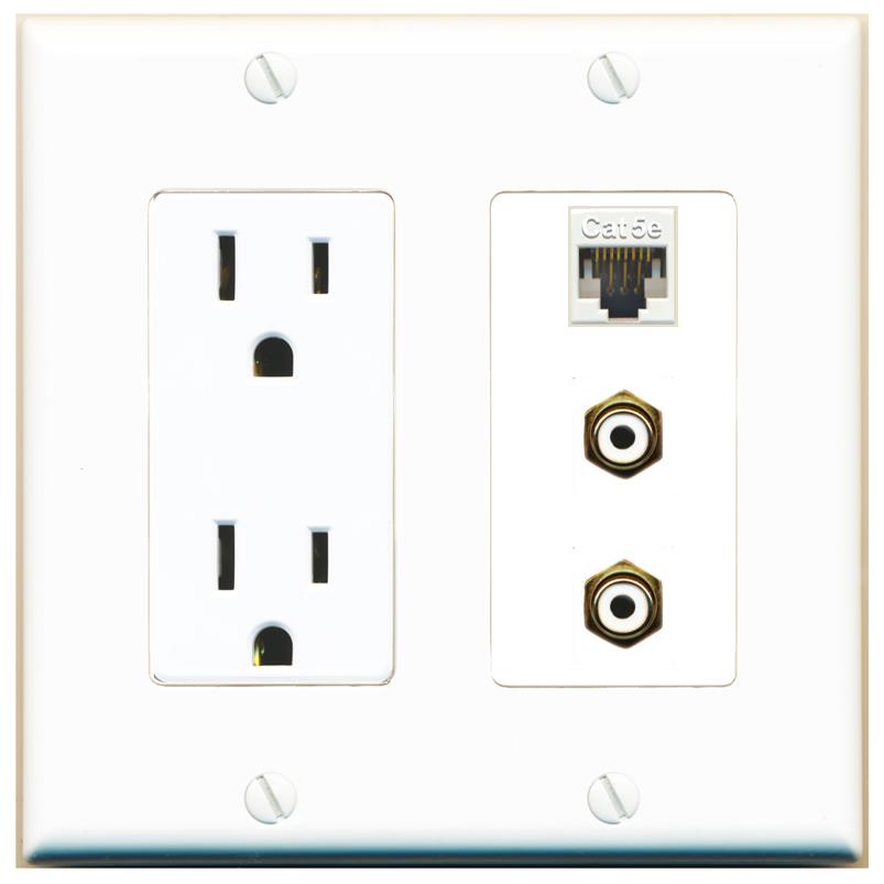 1 CAT5E 2 RCA-WHITE Wall Plate [White]