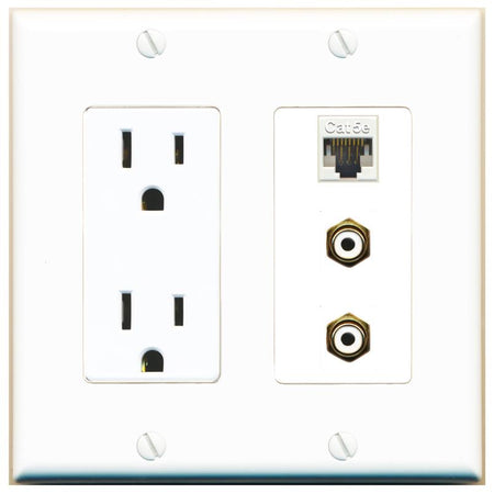 1 CAT5E 2 RCA-WHITE Wall Plate [White]