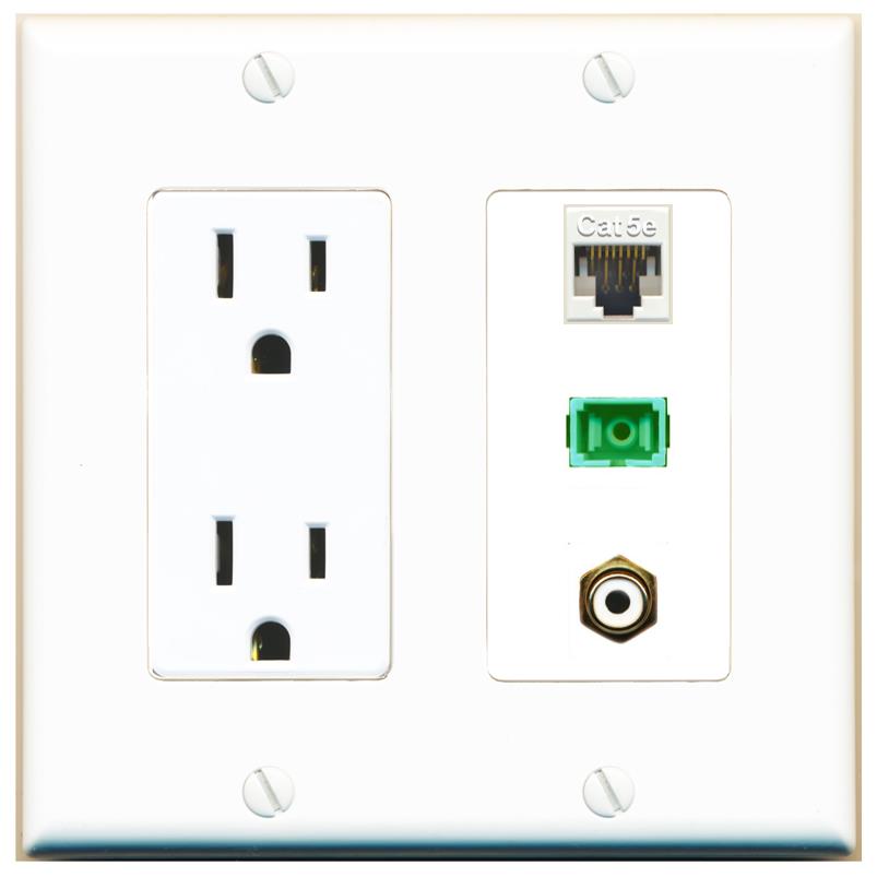 1 CAT5E 1 RCA-WHITE 1 SC-APC-SX Wall Plate [White]