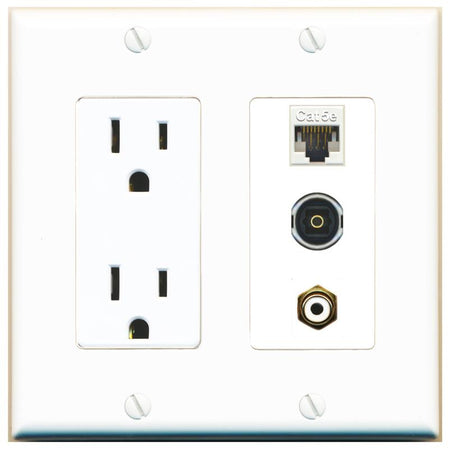 1 CAT5E 1 RCA-WHITE 1 TOSLINK Wall Plate [White]