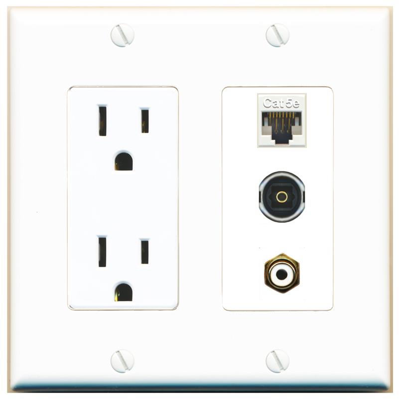 1 CAT5E 1 RCA-WHITE 1 TOSLINK Wall Plate [White]