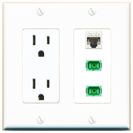1 CAT5E 2 SC-APC-SX Wall Plate [White]