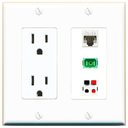 1 CAT5E 1 SC-APC-SX 1 SPEAKER Wall Plate [White]