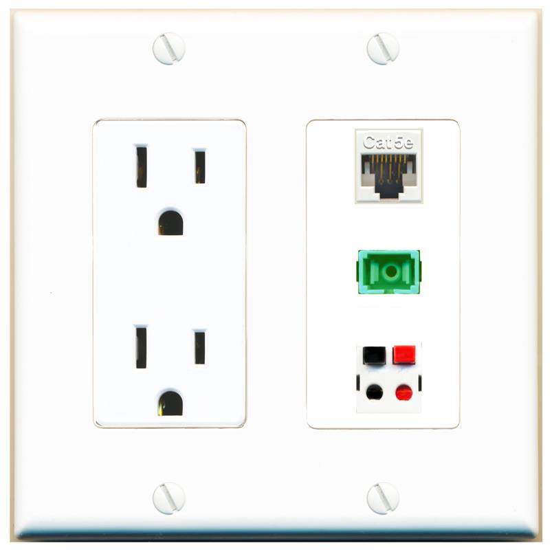 1 CAT5E 1 SC-APC-SX 1 SPEAKER Wall Plate [White]