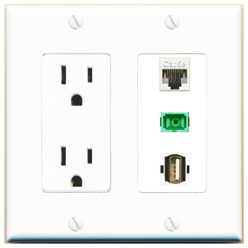1 CAT5E 1 SC-APC-SX 1 USB2 Wall Plate [White]