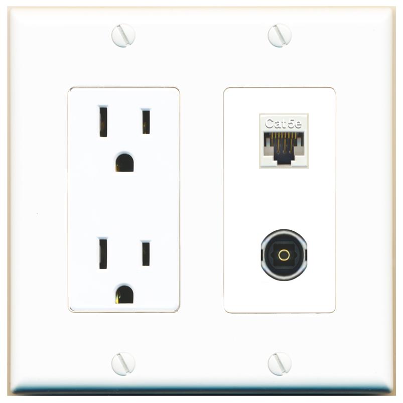 CAT5E TOSLINK Wall Plate [White]