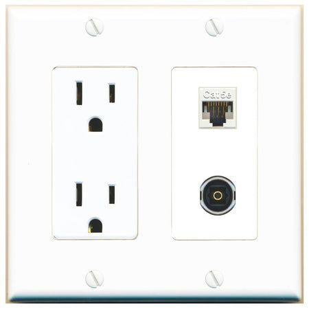 CAT5E TOSLINK Wall Plate [White]