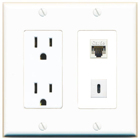 CAT5E USBC Wall Plate [White]