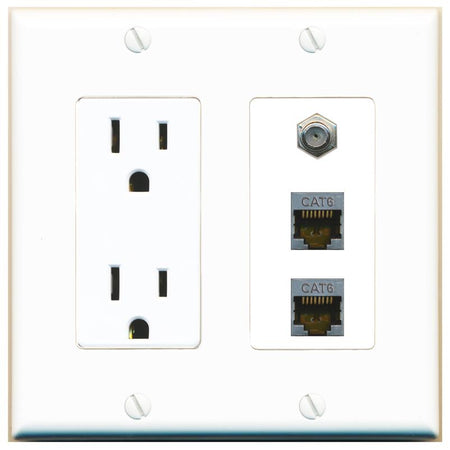 2 CAT6-SHIELDED 1 COAX Wall Plate [White]