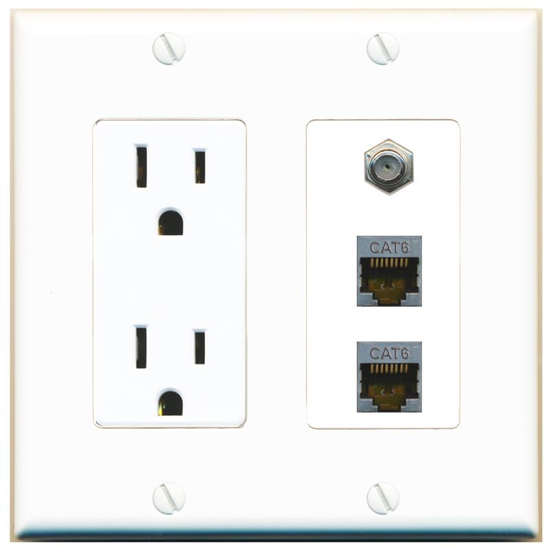 2 CAT6-SHIELDED 1 COAX Wall Plate [White]