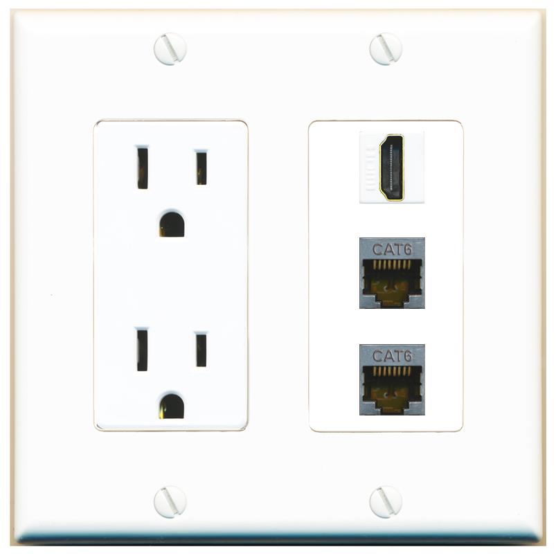 2 CAT6-SHIELDED 1 HDMI Wall Plate [White]