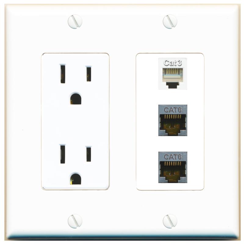 2 CAT6-SHIELDED 1 PHONE Wall Plate [White]