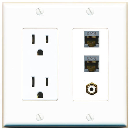 2 CAT6-SHIELDED 1 RCA-WHITE Wall Plate [White]