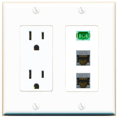 2 CAT6-SHIELDED 1 SC-APC-SX Wall Plate [White]