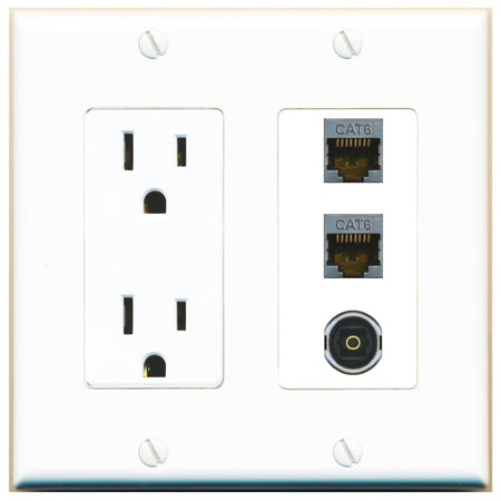 2 CAT6-SHIELDED 1 TOSLINK Wall Plate [White]