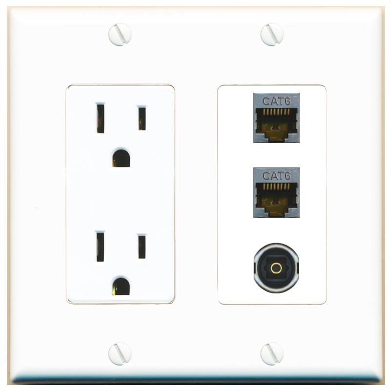 2 CAT6-SHIELDED 1 TOSLINK Wall Plate [White]