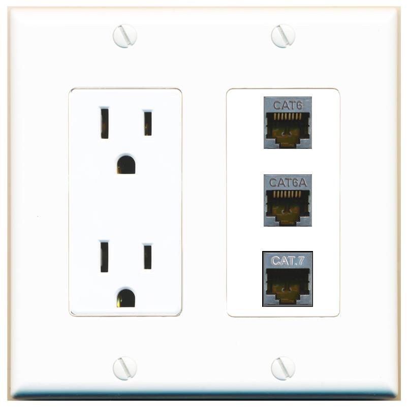 1 CAT6-SHIELDED 1 CAT6A 1 CAT7 Wall Plate [White]