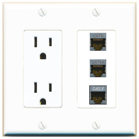 1 CAT6-SHIELDED 1 CAT6A 1 CAT7 Wall Plate [White]