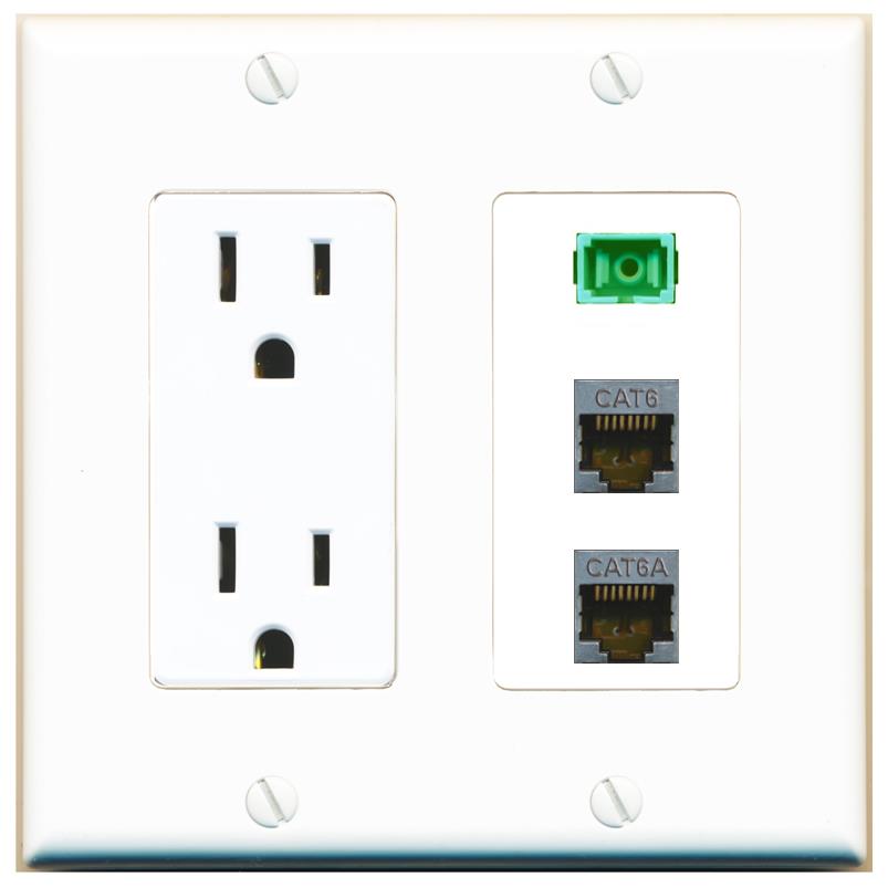 1 CAT6-SHIELDED 1 CAT6A 1 SC-APC-SX Wall Plate [White]