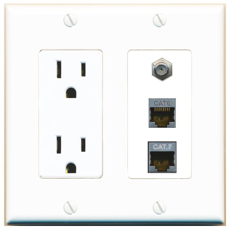 1 CAT6-SHIELDED 1 CAT7 1 COAX Wall Plate [White]