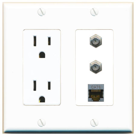 1 CAT6-SHIELDED 2 COAX Wall Plate [White]