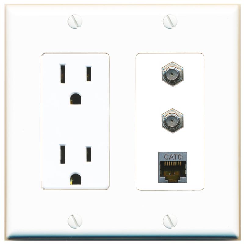 1 CAT6-SHIELDED 2 COAX Wall Plate [White]
