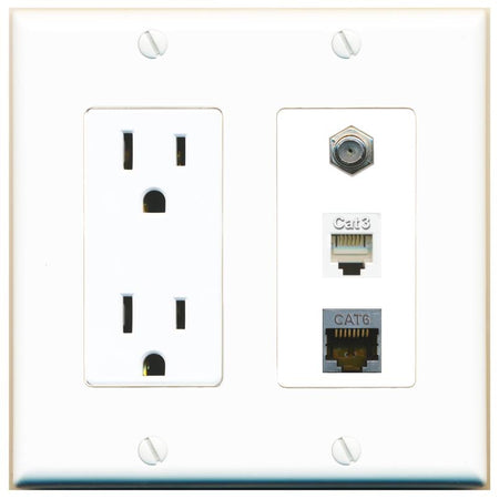 1 CAT6-SHIELDED 1 COAX 1 PHONE Wall Plate [White]