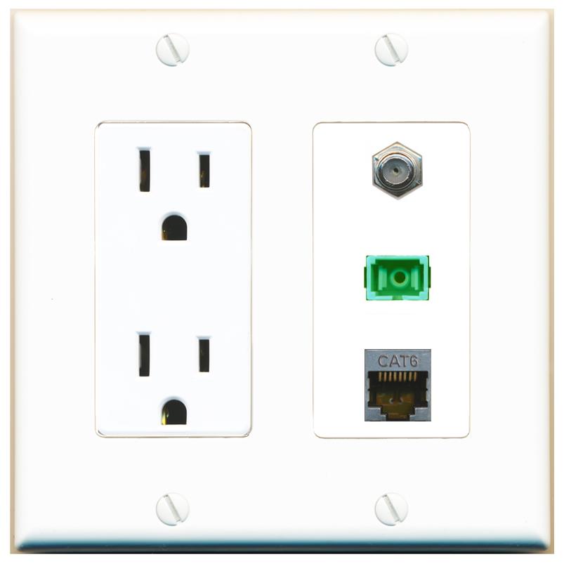 1 CAT6-SHIELDED 1 COAX 1 SC-APC-SX Wall Plate [White]