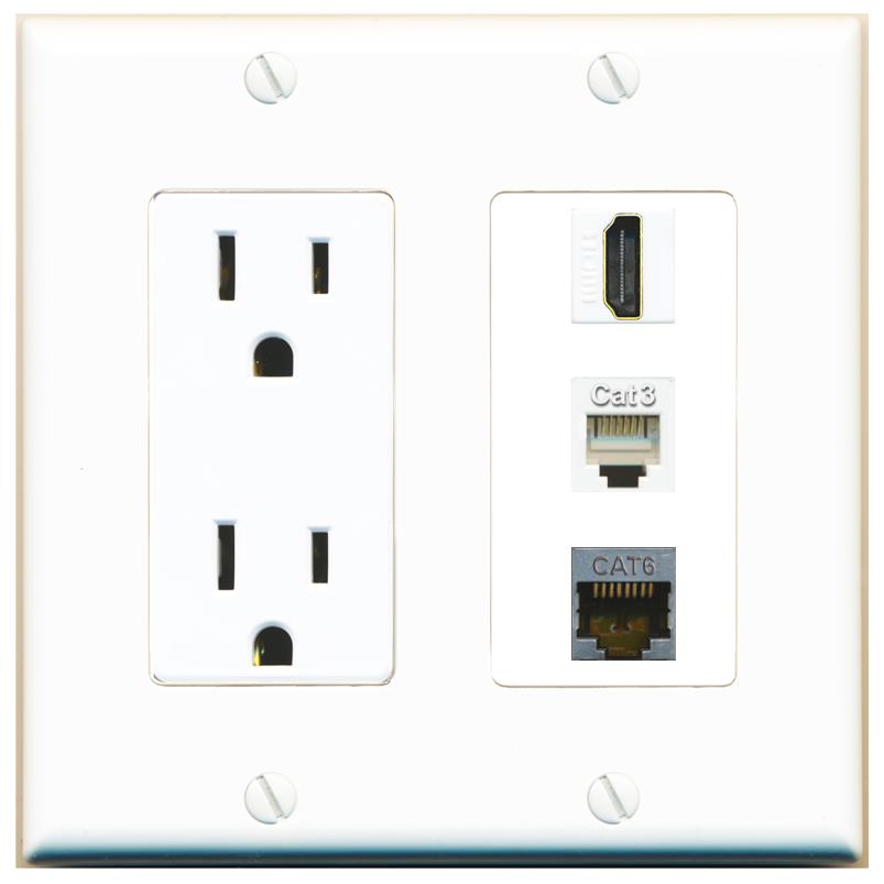 1 CAT6-SHIELDED 1 HDMI 1 PHONE Wall Plate [White]