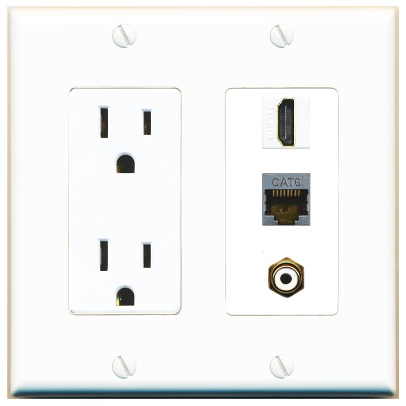 1 CAT6-SHIELDED 1 HDMI 1 RCA-WHITE Wall Plate [White]